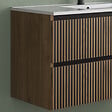 COSYNEO - Meuble de salle de bain 100cm simple vasque - 2 tiroirs - sans miroir - noyer (bois foncé) - VENERIA - vignette