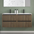 COSYNEO - Meuble de salle de bain 120cm double vasque - 4 tiroirs - noyer (bois foncé) - VENERIA - vignette
