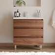 COSYNEO - Meuble de salle de bain 80cm simple vasque - 3 tiroirs - sans miroir - noyer (bois foncé) - MAYOR - vignette
