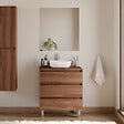 COSYNEO - Meuble de salle de bain 60cm avec plateau et vasque à poser arrondie - 3 tiroirs - noyer (bois foncé) - MAYOR - vignette