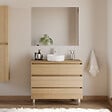 COSYNEO - Meuble de salle de bain 100cm avec plateau et vasque à poser ronde - 3 tiroirs - nebraska (chêne clair) - MAYOR - vignette