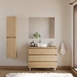 COSYNEO - Meuble de salle de bain 100cm avec plateau et vasque à poser ronde - 3 tiroirs - nebraska (chêne clair) - MAYOR - vignette