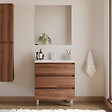 COSYNEO - Meuble de salle de bain 60cm simple vasque - 3 tiroirs - noyer (bois foncé) - MAYOR - vignette