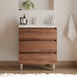 COSYNEO - Meuble de salle de bain 60cm simple vasque - 3 tiroirs - noyer (bois foncé) - MAYOR - vignette