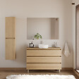 COSYNEO - Meuble de salle de bain 120cm avec plateau et vasque à poser ronde - 3 tiroirs - sans miroir - nebraska (chêne clair) - MAYOR - vignette