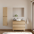COSYNEO - Meuble de salle de bain 100cm avec plateau et vasque à poser ronde - 3 tiroirs - sans miroir - nebraska (chêne clair) - MAYOR - vignette