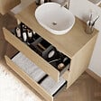 COSYNEO - Meuble de salle de bain 80cm avec plateau et vasque à poser arrondie - 3 tiroirs - sans miroir - nebraska (chêne clair) - MAYOR - vignette