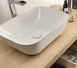 COSYNEO - Meuble de salle de bain 80cm avec plateau et vasque à poser arrondie - 3 tiroirs - sans miroir - nebraska (chêne clair) - MAYOR - vignette