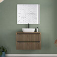 COSYNEO - Meuble de salle de bain 80cm avec plateau et vasque à poser arrondie - 2 tiroirs - noyer (bois foncé) - VENERIA - vignette