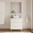 COSYNEO - Meuble de salle de bain 60cm avec plateau et vasque à poser arrondie - 3 tiroirs - blanc brillant - MAYOR - vignette