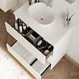 COSYNEO - Meuble de salle de bain 60cm avec plateau et vasque à poser arrondie - 3 tiroirs - blanc brillant - MAYOR - vignette