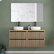 COSYNEO - Meuble de salle de bain 140cm avec plateau et 2 vasques à poser rondes - 4 tiroirs - roble era (chêne clair) - VENERIA - vignette