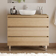 COSYNEO - Meuble de salle de bain 100cm avec plateau et vasque à poser arrondie - 3 tiroirs - sans miroir - nebraska (chêne clair) - MAYOR - vignette
