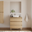 COSYNEO - Meuble de salle de bain 70cm avec plateau et vasque à poser arrondie - 3 tiroirs - nebraska (chêne clair) - MAYOR - vignette