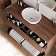 COSYNEO - Meuble de salle de bain 120cm avec plateau et vasque à poser arrondie - 3 tiroirs - sans miroir - noyer (bois foncé) - MAYOR - vignette