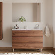 COSYNEO - Meuble de salle de bain 120cm simple vasque - 3 tiroirs - noyer (bois foncé) - MAYOR - vignette