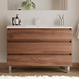 COSYNEO - Meuble de salle de bain 120cm simple vasque - 3 tiroirs - noyer (bois foncé) - MAYOR - vignette