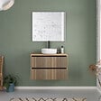 COSYNEO - Meuble de salle de bain 80cm avec plateau et vasque à poser ronde - 2 tiroirs - sans miroir - roble era (chêne clair) - VENERIA - vignette