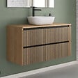 COSYNEO - Meuble de salle de bain 90cm avec plateau et vasque à poser arrondie - 2 tiroirs - sans miroir - roble era (chêne clair) - VENERIA - vignette