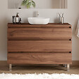 COSYNEO - Meuble de salle de bain 120cm avec plateau et vasque à poser arrondie - 3 tiroirs - noyer (bois foncé) - MAYOR - vignette