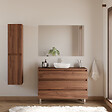 COSYNEO - Meuble de salle de bain 120cm avec plateau et vasque à poser arrondie - 3 tiroirs - noyer (bois foncé) - MAYOR - vignette
