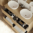 COSYNEO - Meuble de salle de bain 120cm avec plateau et 2 vasques à poser arrondies - 6 tiroirs - sans miroir - nebraska (chêne clair) - MAYOR - vignette