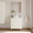 COSYNEO - Meuble de salle de bain 60cm avec plateau et vasque à poser ronde - 3 tiroirs - blanc brillant - MAYOR - vignette