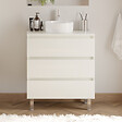 COSYNEO - Meuble de salle de bain 60cm avec plateau et vasque à poser ronde - 3 tiroirs - blanc brillant - MAYOR - vignette