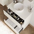 COSYNEO - Meuble de salle de bain 60cm avec plateau et vasque à poser ronde - 3 tiroirs - blanc brillant - MAYOR - vignette