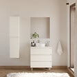 COSYNEO - Meuble de salle de bain 60cm avec plateau et vasque à poser ronde - 3 tiroirs - blanc brillant - MAYOR - vignette