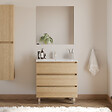 COSYNEO - Meuble de salle de bain 70cm simple vasque - 3 tiroirs - nebraska (chêne clair) - MAYOR - vignette