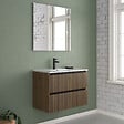 COSYNEO - Meuble de salle de bain 60cm simple vasque - 2 tiroirs - noyer (bois foncé) - VENERIA - vignette