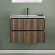 COSYNEO - Meuble de salle de bain 60cm simple vasque - 2 tiroirs - noyer (bois foncé) - VENERIA - vignette