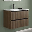 COSYNEO - Meuble de salle de bain 60cm simple vasque - 2 tiroirs - noyer (bois foncé) - VENERIA - vignette