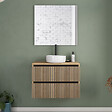 COSYNEO - Meuble de salle de bain 70cm avec plateau et vasque à poser ronde - 2 tiroirs - roble era (chêne clair) - VENERIA - vignette