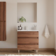 COSYNEO - Meuble de salle de bain 80cm simple vasque - 3 tiroirs - noyer (bois foncé) - MAYOR - vignette