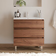 COSYNEO - Meuble de salle de bain 80cm simple vasque - 3 tiroirs - noyer (bois foncé) - MAYOR - vignette