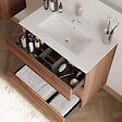 COSYNEO - Meuble de salle de bain 80cm simple vasque - 3 tiroirs - noyer (bois foncé) - MAYOR - vignette