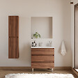 COSYNEO - Meuble de salle de bain 80cm simple vasque - 3 tiroirs - noyer (bois foncé) - MAYOR - vignette