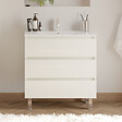 COSYNEO - Meuble de salle de bain 70cm simple vasque - sans miroir - 3 tiroirs - blanc brillant - MAYOR - vignette