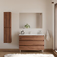 COSYNEO - Meuble de salle de bain 120cm simple vasque - 3 tiroirs - sans miroir - noyer (bois foncé) - MAYOR - vignette