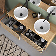 COSYNEO - Meuble de salle de bain 120cm avec plateau et 2 vasques à poser rondes - 4 tiroirs - sans miroir - roble era (chêne clair) - VENERIA - vignette