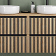 COSYNEO - Meuble de salle de bain 120cm avec plateau et 2 vasques à poser rondes - 4 tiroirs - sans miroir - roble era (chêne clair) - VENERIA - vignette