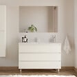 COSYNEO - Meuble de salle de bain 120cm simple vasque - 3 tiroirs - blanc brillant - MAYOR - vignette