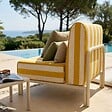 OVIALA - Chauffeuse rayé pour salon de jardin modulable en tissu jaune clair - Patio - vignette