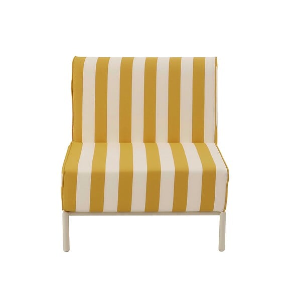 OVIALA - Chauffeuse rayé pour salon de jardin modulable en tissu jaune clair - Patio - large