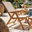 OVIALA - Fauteuil relax en bois d'eucalyptus avec repose-pieds blanc - Sisco - vignette