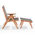OVIALA - Fauteuil relax en bois d'eucalyptus avec repose-pieds gris - Sisco - vignette