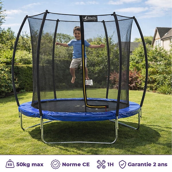 KANGUI - Trampoline rond Ø 180cm avec filet de sécurité intérieur - FPR 180 - large