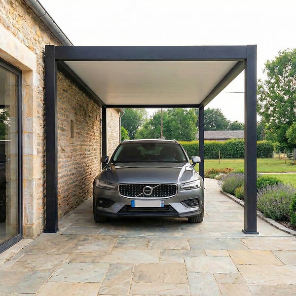 DIRECT-ABRIS - Carport Aluminium 330 x 563 cm PRESTON - 18 m2 - Hauteur : 255 - 1 Voiture - Abri Voiture Autoportant - Sans Déclaration Travaux - large